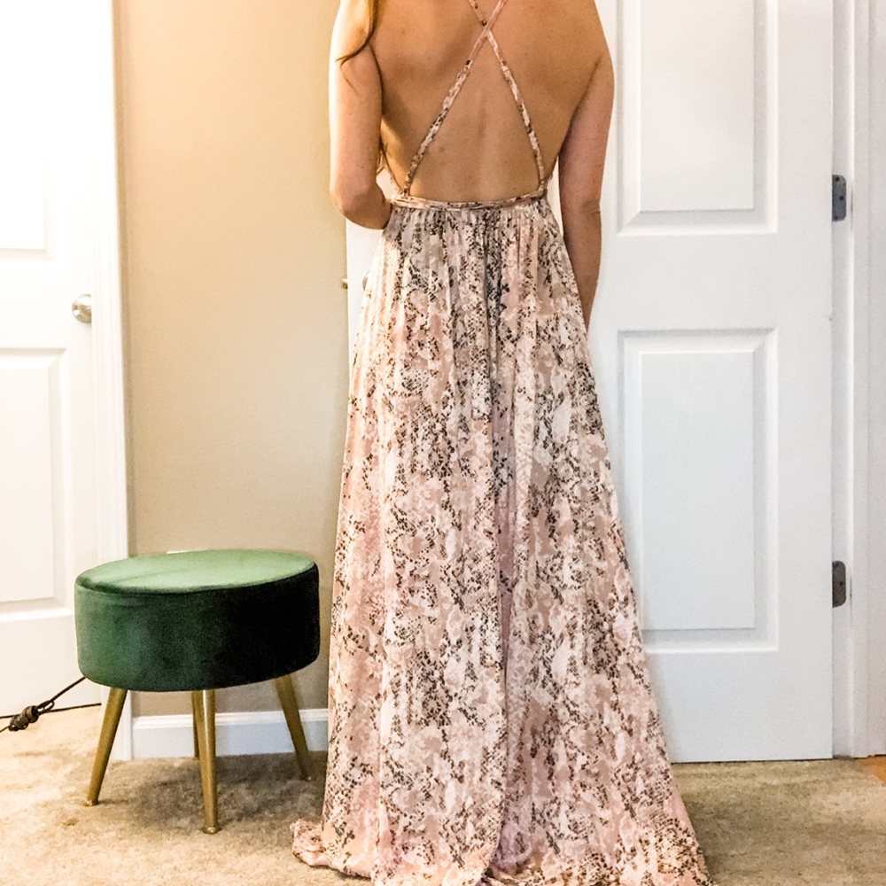 Blush Python Faux Wrap Dress | Small - Picture 6 of 16